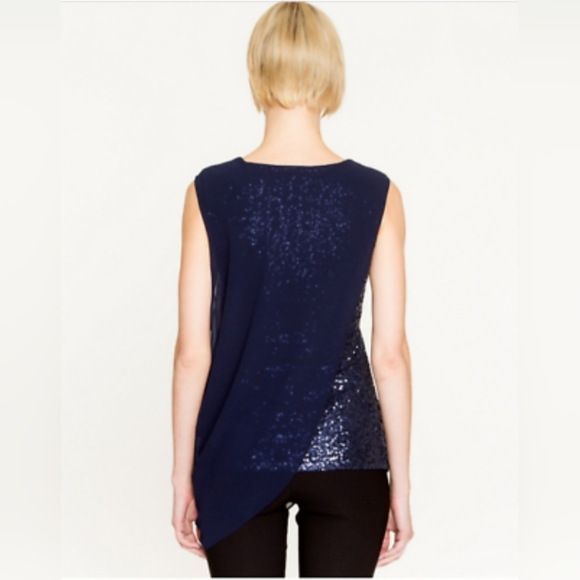 Le Chateau Sequin & Knit Layered Top Navy Small size - Picture 2 of 13